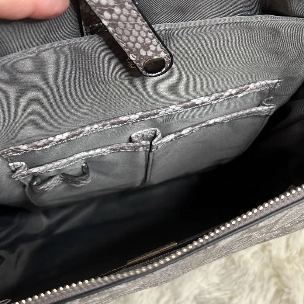 Alfani Krissie Snakeskin Backpack Grey Faux Leather